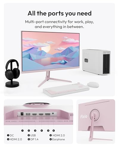 Image of Pixio PX279 Wave Pink 27 inch 240Hz Refresh Rate FHD 1080p Resolution Fast IPS Panel 1ms GTG Response Time Gaming Monitor with Adaptive Sync