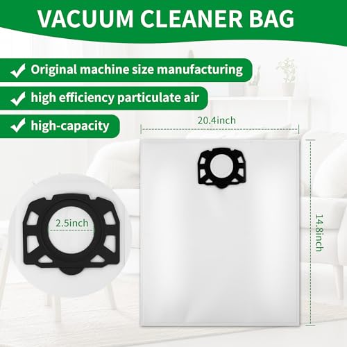 12 Stück KFI 487 staubsaugerbeutel für Kärcher WD4 WD5 WD6 WD5 P WD6 P MV4 MV5 MV6,Ersetzt 2.863-006.0,Nass und Trockensauger Für Kärcher Staubsaugerbeutel