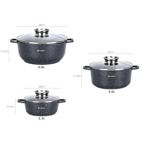 Casseroles induction EliteHoff noir 6 pièces avec couvercle en verre - 3