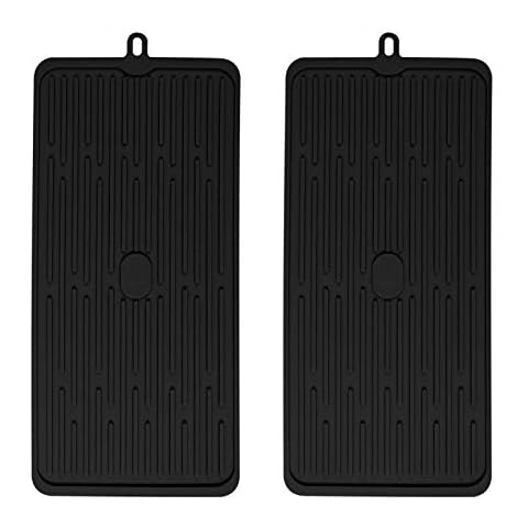 MUYULIN (2 Pack) Black Silicone Dish Drying Mat Silicone Kitchen Countertop Drying Mat for Pots, Pans, Glassware, Silverware, 17.3"*7.9"*0.2" Cover