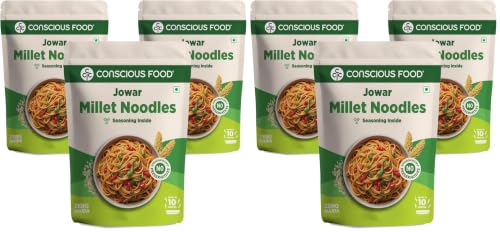 Image of Conscious Food Millet Noodles | 162g | Pack of 6 | No Preservatives | No Maida | No Msg | No Artificial Colors or Flavors, No Trans Fat & Cholesterol