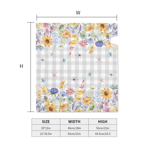 Image of Spring Flower Mailbox Cover Magnetic Standard Size, 21 inchx18 inch Watercolor Summer Floral Wildflower Mailbox Wrap Post Cover with Grey Buffalo Plaids for Yard Garden Outside Lawn Decor