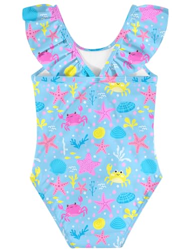 Image of Girls One Piece Swimsuits Toddler Cute Ruffle Bathing Suits Quick Dry Beach Swimwear Size 2-7 Years