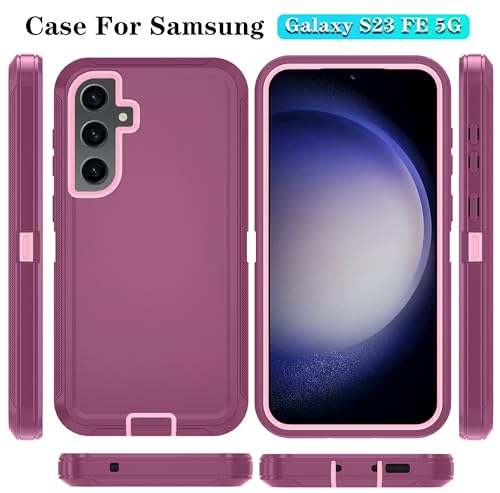 ONOLA for Samsung Galaxy S23 FE Case with HD Screen Protector, for Samsung S23 FE Phone Case, [3 in 1] Heavy Duty Phone Case (Galaxy S23 FE 6.4\'\', WineRedPink) - Thumbnail 7