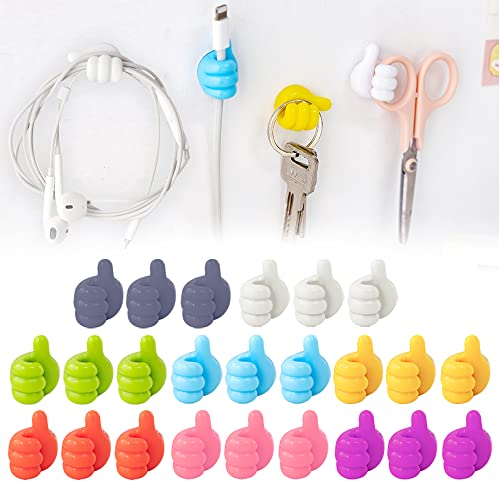 Selbstklebende Daumenhaken, Kreativer Handgestenhaken wasserdichte, Multifunktionale Handgestenhaken Silikon, Zur Aufbewahrung Von Kopfhörern Datenkabeln Schlüsseln Hüten (24 Stück) thumbnail
