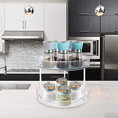 Vaehold 2 Tier Lazy Susan Turntable Spice Rack Organizer For Kitchen Cabinet, Farmhouse Tiered Tray Decorative Trays For Fruit, Snacks - Organizer For Cupboard, Pantry, Bathroom, Table #TOP6