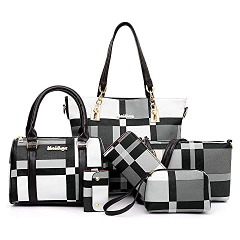 6 Pcs Handbag Set for Women Crossbody Shoulder Bags and Purse Satchel Tote Clutch Bag (Black) Cover
