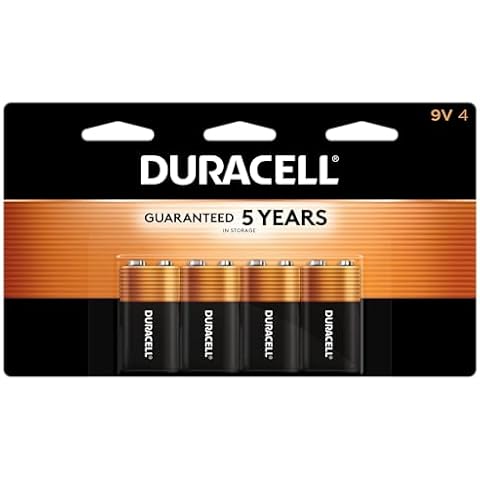 Duracell Coppertop 9V Battery, 4 Count Pack, 9-Volt Battery with Long-lasting Power, All-Purpose Alkaline 9V Battery for Household and Office Devices Cover