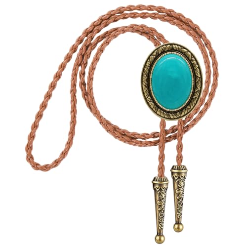 Image of GelConnie Native American Bolo Tie Rodeo Cowboy Leather Necktie Western Necklace Costume Accessories for Men,Women