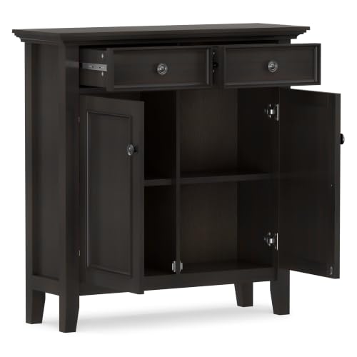 Image of SIMPLIHOME Amherst 36 inch Wide Storage Cabinet in Hickory Brown