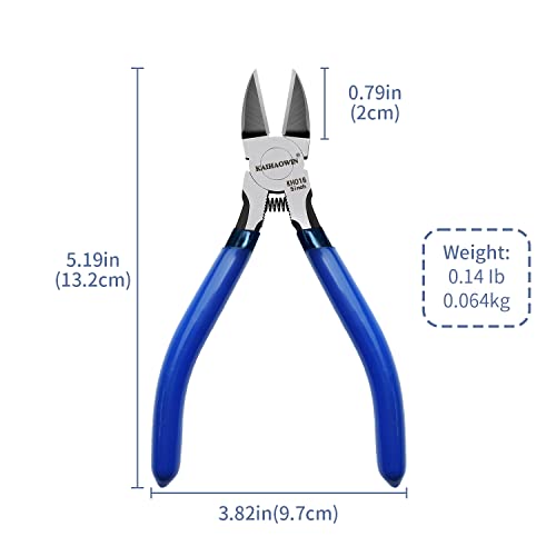 Image of Wire Cutters 5 inch, 5 Pack KAIHAOWIN Precision Flush Cutters Ultra Sharp Wire Cutters for Crafting Side Cutters Wire Snips Spring Loaded Dikes Wire Cutter for Jewelry Making, Blue with Black Handle