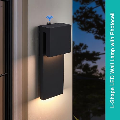 Image of Tarentlight Dusk to Dawn Outdoor Wall Lights 2 Packs,Modern Minimalist Outdoor Fixture Wall Mount,Anti-Rust Sturdy & Sleek Outside Lights for House Porch Garage Patio,3000K 17W Integrated LED