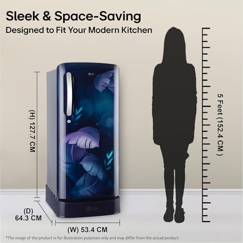 Image of LG 185 L, 5 Star, Smart Inverter, Direct Cool Single Door Refrigerator (GLD1956ZABI, Blue Ilan, Fit Max Chiller Tray, Base stand with Drawer & Runs on Home Inverter)