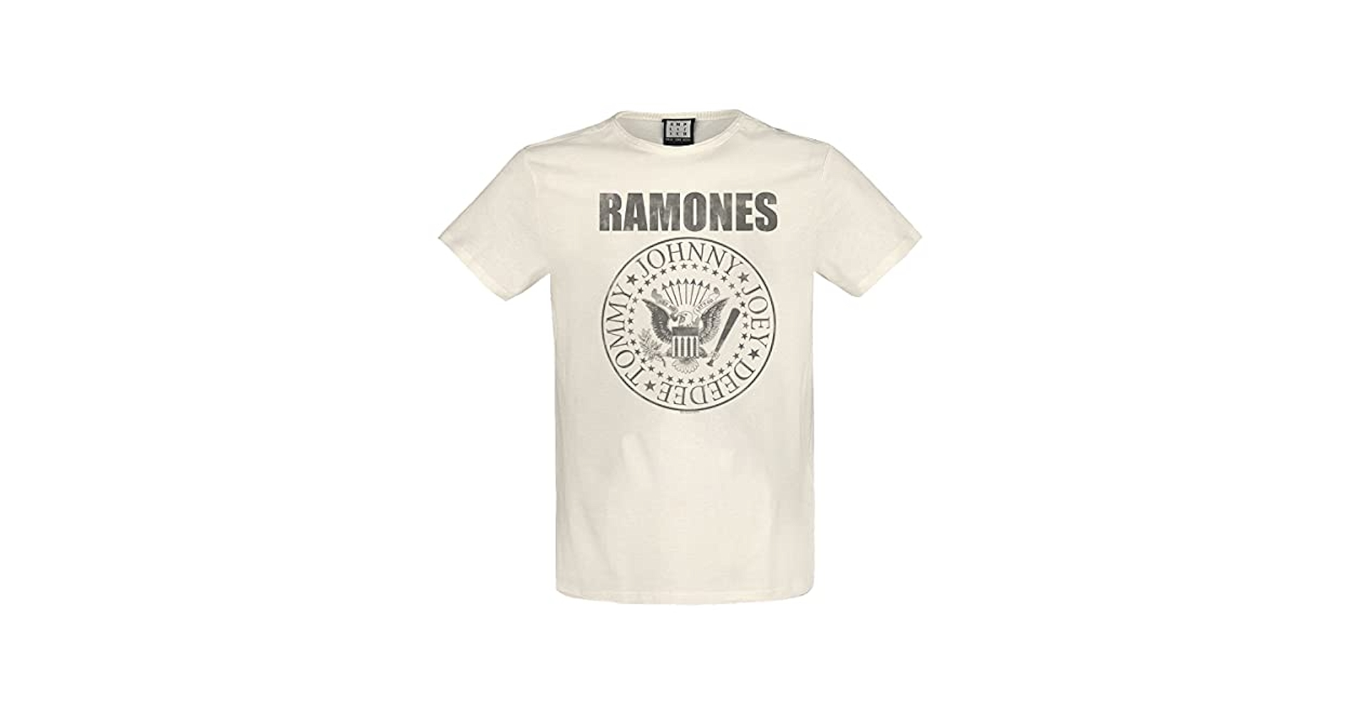 【MODERNIF】Ramones Pigment Short Sleeve T-Shirt Amplified Ramones Vintage Shield T-Shirt (x-Large) Off-White