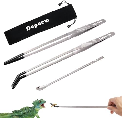 Reptile Feeding Tongs Long Tweezers, 4 Pack Stainless Steel Repti...
