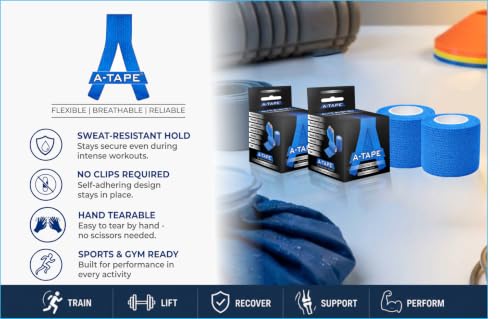 Image of Cohesive Self Adhesive Bandage | Self-Adhesive Compression Wrap - Sports, Gym & Joint Protection Tape | (Reusable & Waterproof, 5 cm X 4.5 Mtr) Crepe Bandage Pack of 2 (Red, Blue)