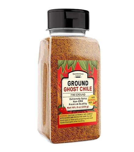 Unpretentious Ground Ghost Chile Pepper, 8 oz, Extremely Hot & Spicy, 500,000 + SHU, Bhut Jolokia Chile Peppers
