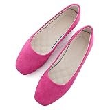 ChaiRong Zhou Women Square Toe Ballets Flats Comfort Slip On Walking Shoes for Wedding/Driving/Dating,Rose Red Square Toe US 7.5