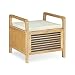 Produktbild Relaxdays Sitzhocker mit Stauraum, Aufbewahrungsbox mit Sitzkissen, Bambus Hocker M HxBxT: 46 x 50,5 x 50 cm, natur