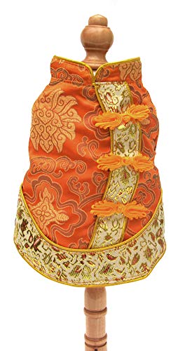 Lovelonglong 2019 Dog Costumes Cheongsam Qipao Dresses For Small Dogs Pet Tang Dynasty Costume For Cat Miniature Pinscher Maltese Xs Orange Flower #TOP4