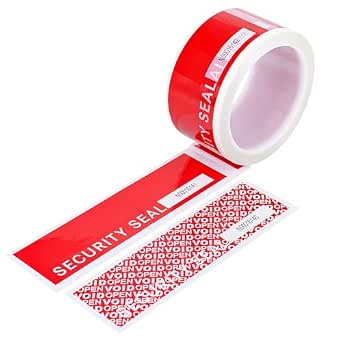 BOMEI PACK Pre-Cut Tamper-Evident Security Tape, Red