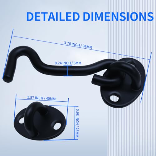 Seimneire Stainless Steel Barn Door Lock, Heavy Duty 4 Inch Gate Latch, Cabin Hooks and Eye Latch with Mounting Screws, Ideal for Window, Sliding Door, Bedroom, Bathroom (2 Pack)