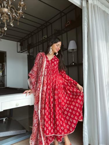 Image of Rangnavi Women's Printed Kurta with Palazzo & Dupatta | Ethnic Set | Kurta Set