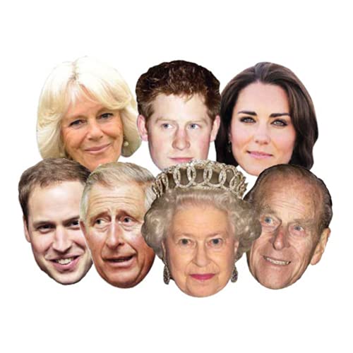 STAR CUTOUTS SMP1 Royal Family-Seven Pack Assorted (Queen Phillip William Harry Kate Charles & Camilla) Mask One Size