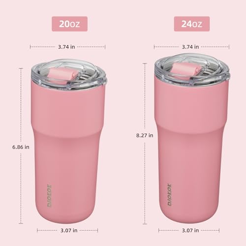 Image of BJPKPK 20oz Spill Proof Coffee Tumbler, Insulated Stainless Steel Cup | Double Wall Vacuum, Leakproof Lid, Keeps Hot /Cold /Iced, BPA Free, Dishwasher Safe, Cupholder, Travel, Pink