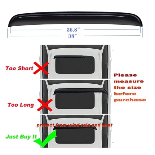 Image of 38inch Universal Sunroof Wind Deflector Auto Moonroof Window Visor RN98 | Shatterproof Sun Rain Guard, Tape-On Dark Smoke Tint, Fits Sunroofs Not Wider Than 36.8 inch, Rainy Windy Weather Protection