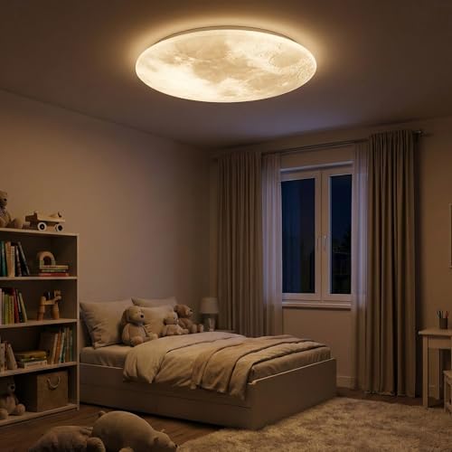 Proventa LED Mondlampe Decke Ø 60cm – 30W Dimmbar – Lichtfarbe...
