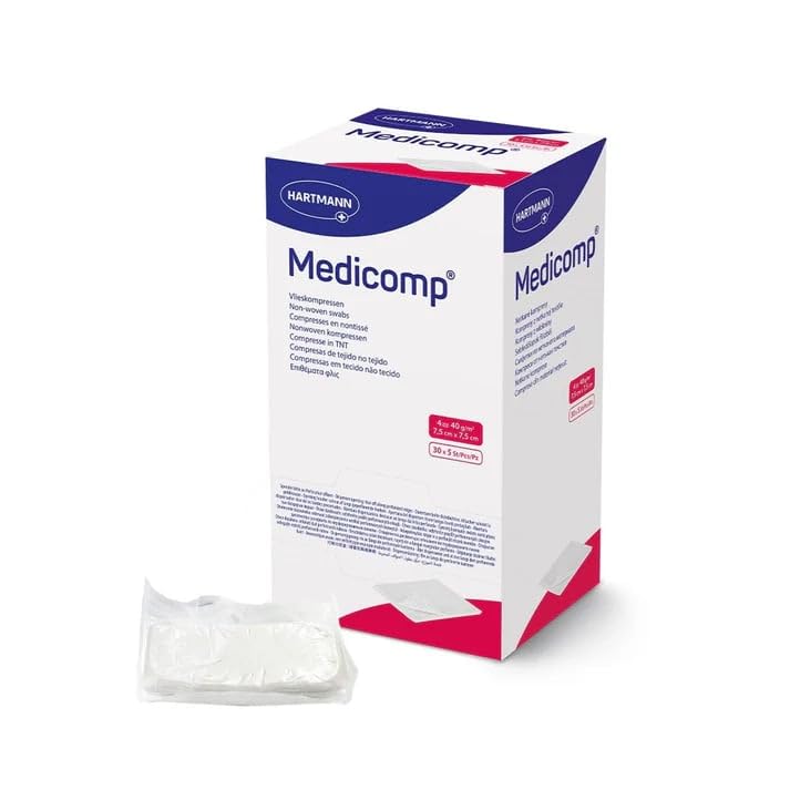 Compresas no tejidas estériles 40 g en blisters Medicomp 7,5 x 10 cm - Caja de 5 piezas