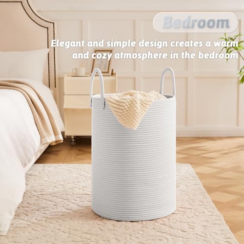 Image of Artfeel Laundry Basket,Woven Cotton Rope Laundry Hamper,40L for Decorative Storage of Dirty Clothes,Toys and Blankets in Bathroom,Baby Room and Living Room