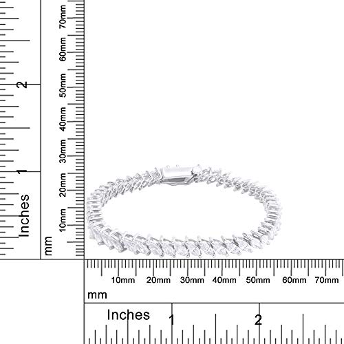 The Jewel Zone 8.50 Carats Platinum Clad Sterling Silver Cubic Zirconia Marquise Tennis 8" Bracelet #TOP2