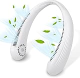 Ventilador USB Portátil de Cuello sin Cuchillas con Batería 3000 mAh Recargable, 3 Velocidades y Flujo de Aire 360° para Oficina