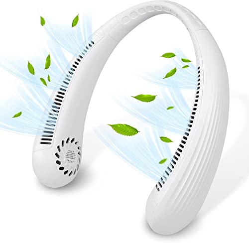 Ventilador USB portátil, ventilador cervical con batería de 3000 mAh recargable, ventilador de cuello con sin cuchillas, ventilador personal con 3 velocidades, flujo de aire de 360° para oficina,