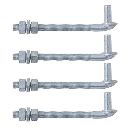 VIVIDA 8 J Bolt Gate Hinge 4 Pack Gate Bolt Hinge with 5/8 Male Pin Heavy Duty Chain Link Fence Hardware Galvanized Steel