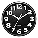 Plumeet Large Wall Clock, 13" Silent Non-Ticking Quartz Decorative Clocks, Modern Style Good for Living Room Home Office Battery Operated (Black)