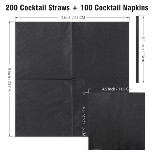 300 Pitillos y Servilletas Desechables Negros 5 Pulgadas miniatura 2