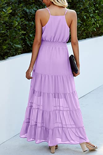 Image of PRETTYGARDEN Women's 2026 Summer Maxi Dress Spaghetti Strap Sleeveless High Waist Beach Vacation Long Sundresses