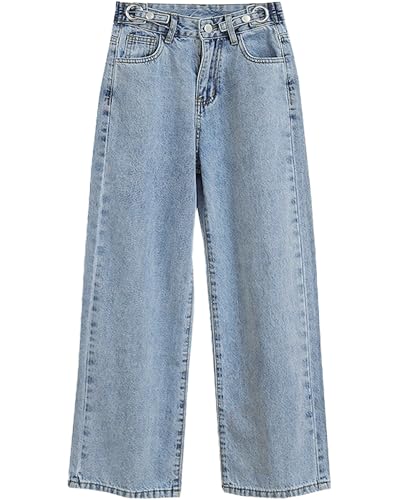 SANGTREE Baggy Jeans for Girls Wide Leg Jeans Elastic Waist Denim Pants Kids Clothes 6-14 Years2