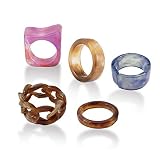 YOOESTORES82 Colorful Chunky Acrylic Resin Rings,Fashion Rhinestone Band Ring for Women Girls Stacka
