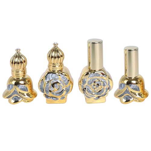 CHSEEO 2 Piezas Pulverización + 2 Piezas Rodillo Vacía Botella de Perfume, 10 ml/0,35 onzas Botella con Roll-on para Aceites Esenciales, Diseño de Flores Botellas de Recarga