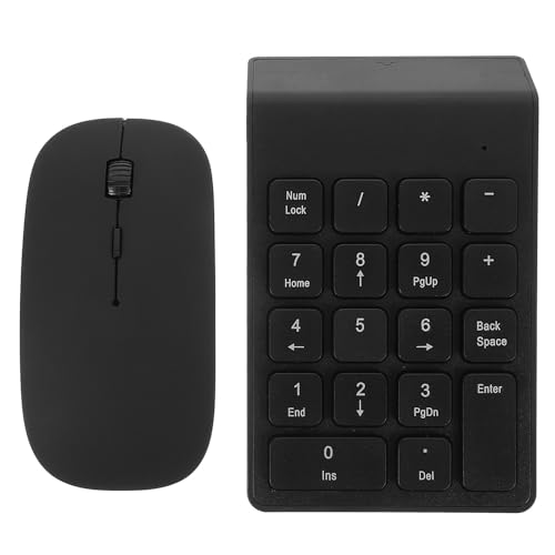 Teclado numérico inalámbrico para laptop, ratón negro portátil y periféricos de oficina