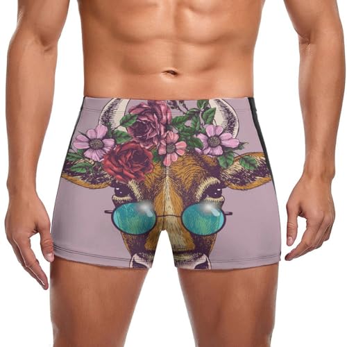 Swim briefs homme anti-frottement motif vache fleur, nagez confortablement tout l'été