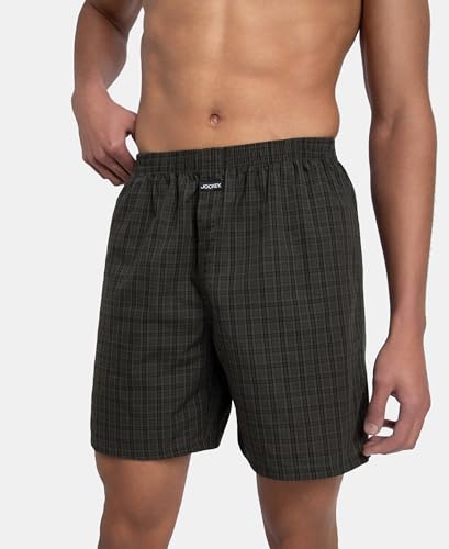 Image of Jockey 1223 Men Super Combed Mercerized Cotton Woven Checkered Boxer Shorts with Side Pocket (Pack of 2, Colors & Prints May Vary)