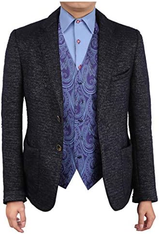 Epoint EGC1B01B-L Dark Blue Paisley Play Ring-bearers Waistcoat Woven Microfiber Young Design Large Vest