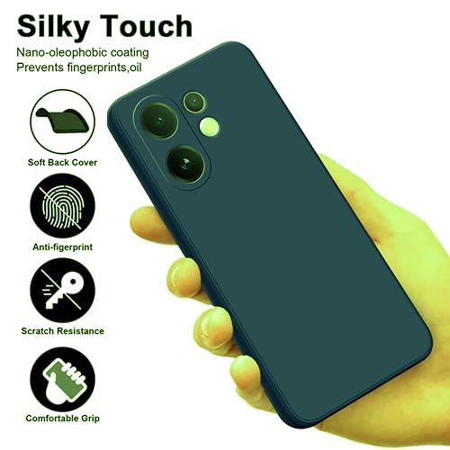 Image of SBMS Silicone Back Cover Case for Vivo V60 5G /V60e 5G /T4 Pro 5G | Soft Micro-Fibre Lining Inside | Camera Protection Bump | Shockproof Back Cover Case for Vivo V60 5G (Candy Cloth Green)