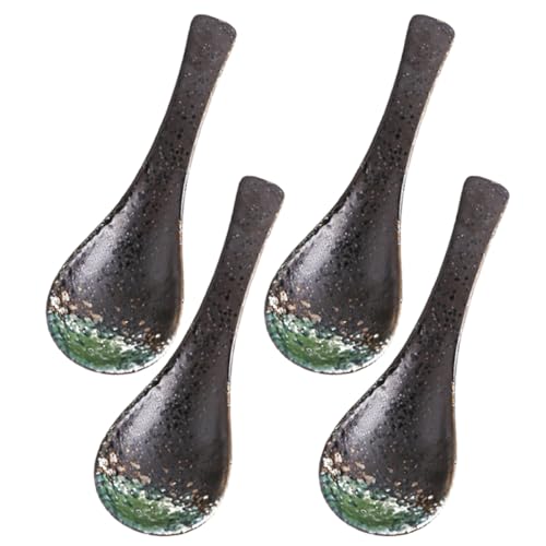 SOLUSTRE 4Pcs Ceramic Ramen Soup Spoons Lightweight Food Spoons for Soup Porridge and Dumplings Practical Asian Tableware for Home and Restaurant Use