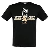 150 g/m2 (Weiß: 145 g/m2) T Shirt Schottland Schwarz Herren Scotland The Brave Wallace (XL)